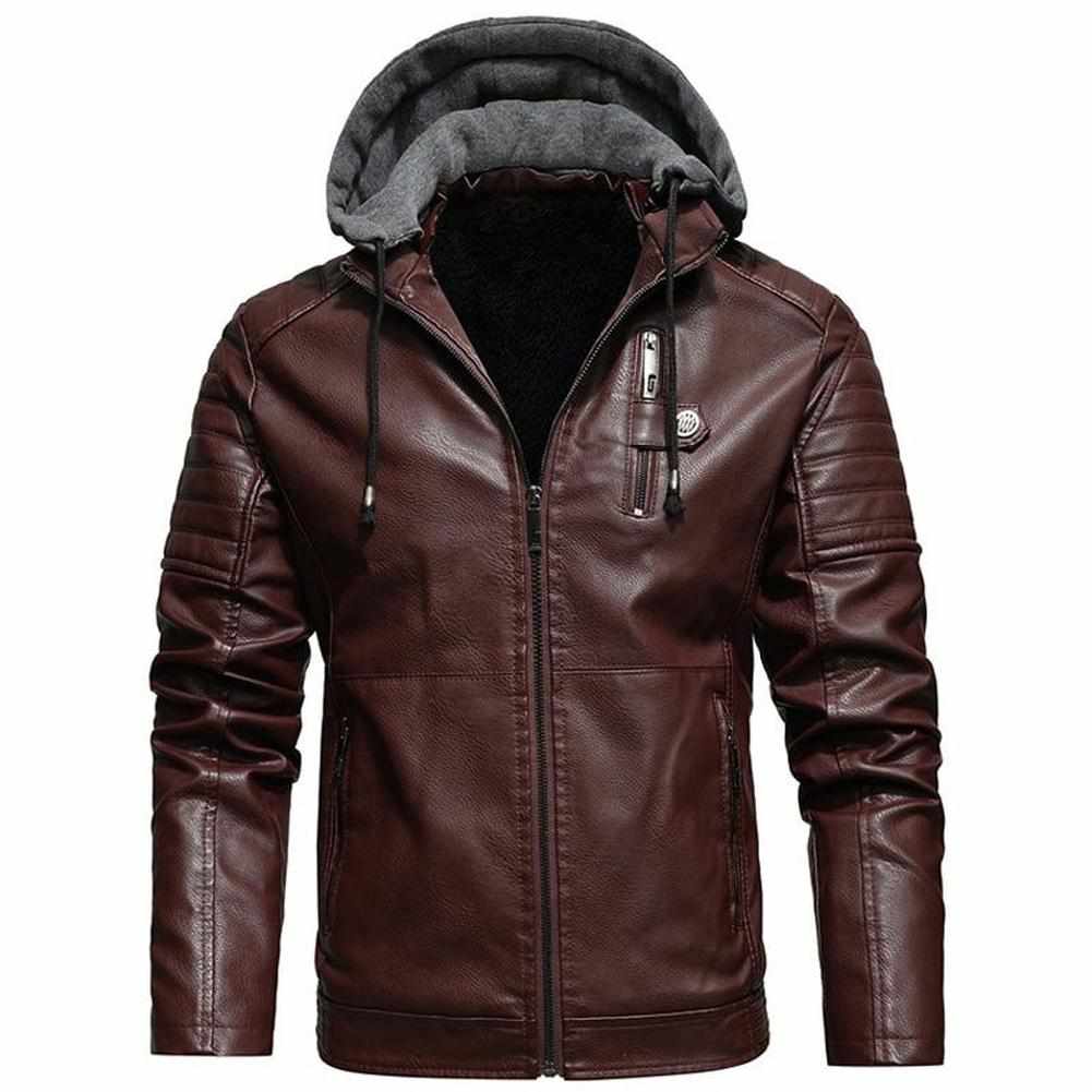 North Royal Leather Fleece Hooded Jacket