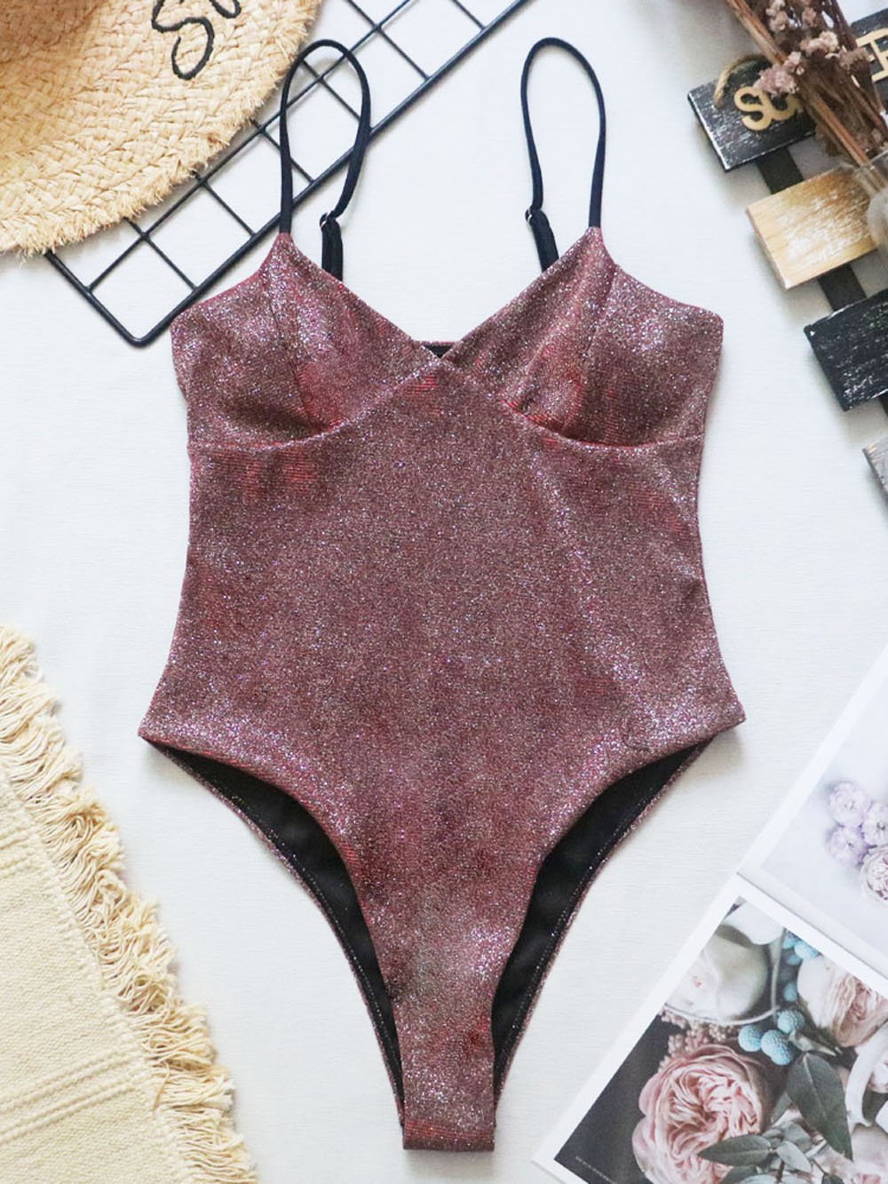 New Sexy Shiny High Cut Push Up One Piece Swimsuit Women Swimwear Female High Cut Monokini Bather Bathing Suit Swim Lady
