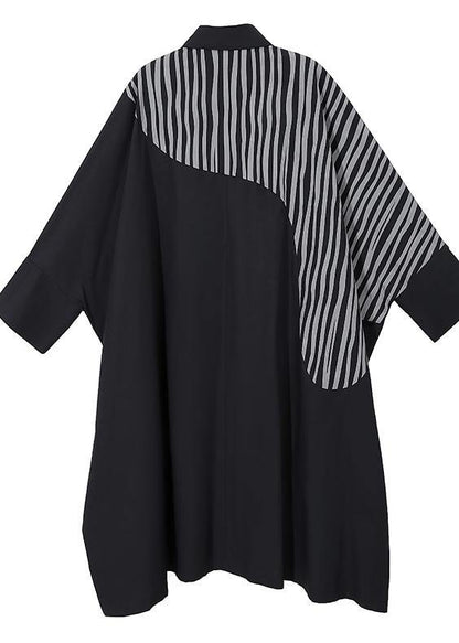 New Woman Long Batwing Sleeves Plus Size Patchwork Shirt Dress