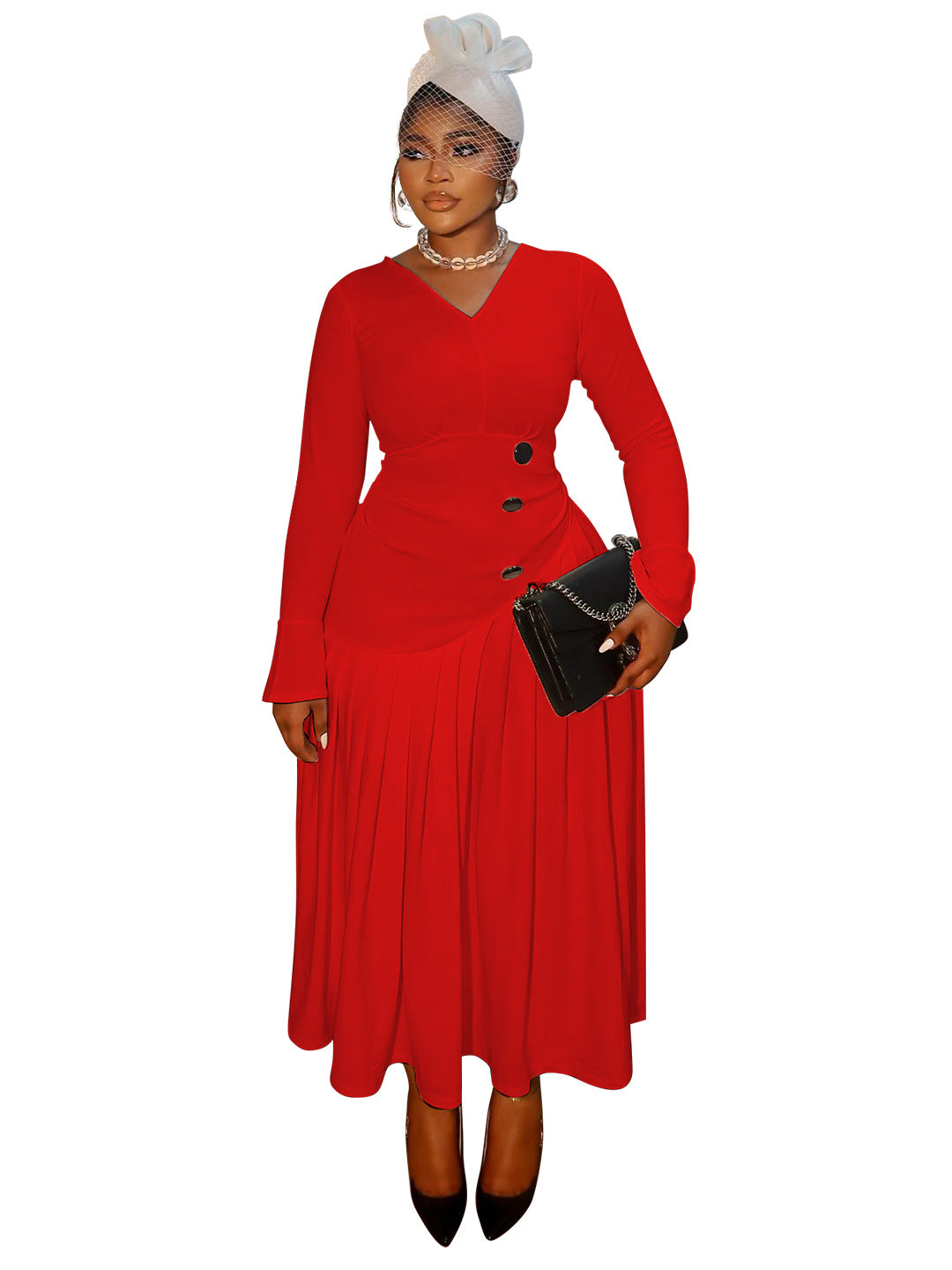 Fashionable V-Neck Maxi Dress With Ruffles