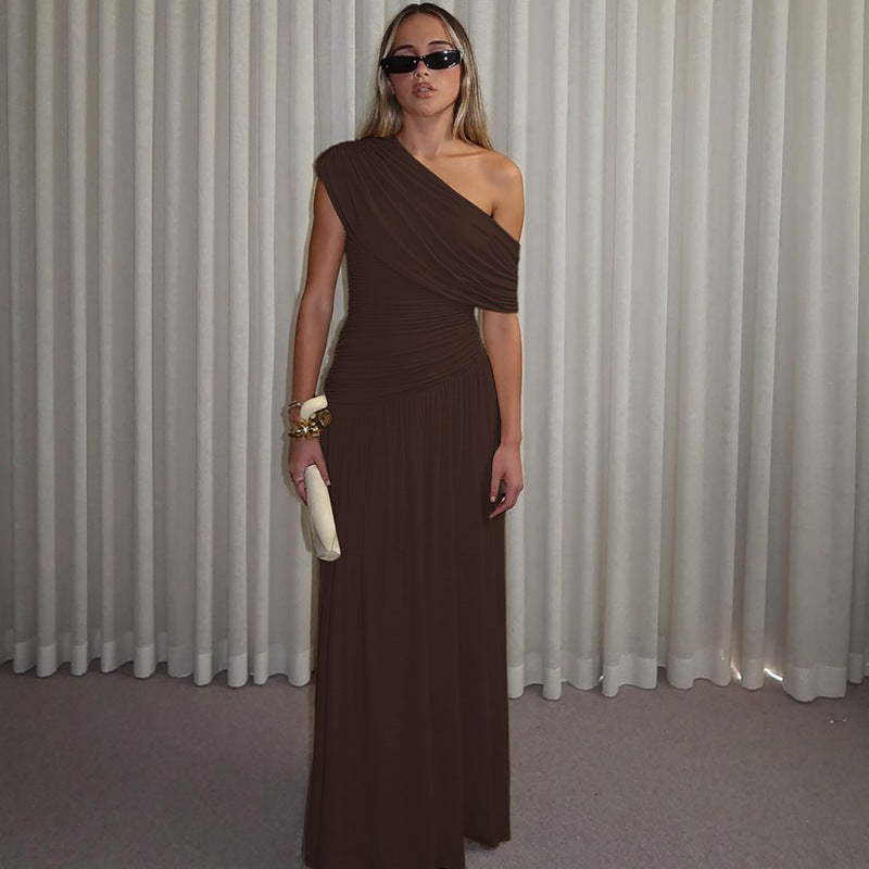 Trendy Off-Shoulder Ruched Dress Elegant Maxi Dress