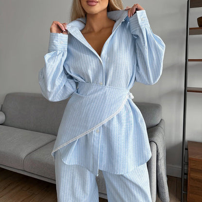 Layered Lace Stripe 3-Piece Set for Women