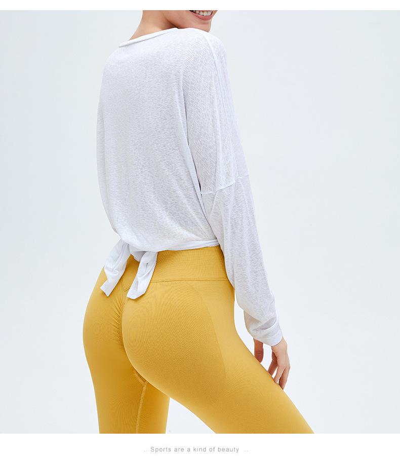 Sports Blouse Women'S Long-Sleeved Loose Fitness Top Quick-Drying Double-Sided Slits To Cover The Meat And Thin Yoga Clothes