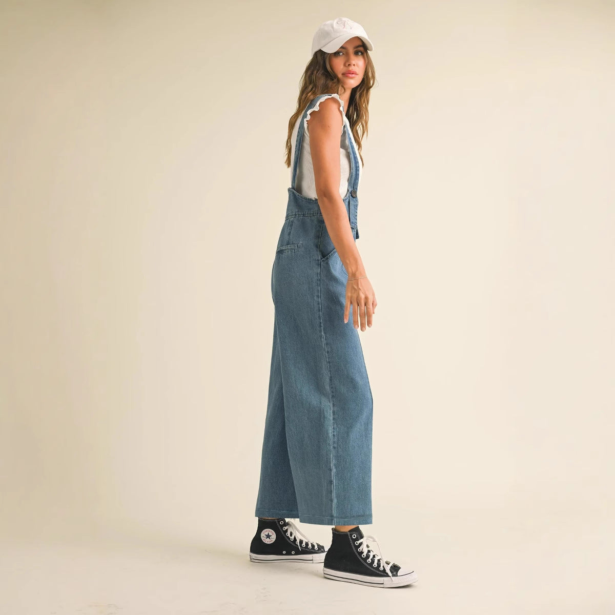 Vintage Style Loose-Fit Denim Overalls for Women