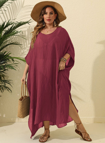 Women鈥檚 Maxi Dress Solid Color Loose Fit Beach Vacation Dress