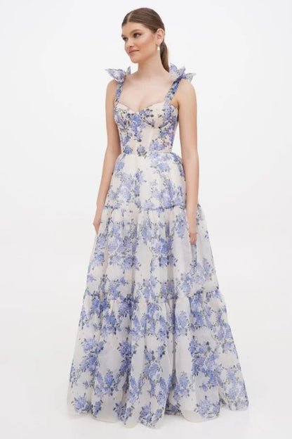 Elegant Sheer Off-Shoulder Dress With 3D Floral Design