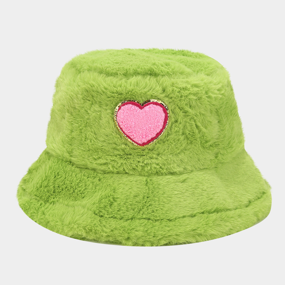 Cute Heart Print Fuzzy Thermal Bucket Hat