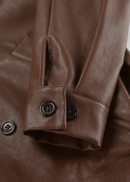 Oversized Double Breasted Jacket Brown High Quality