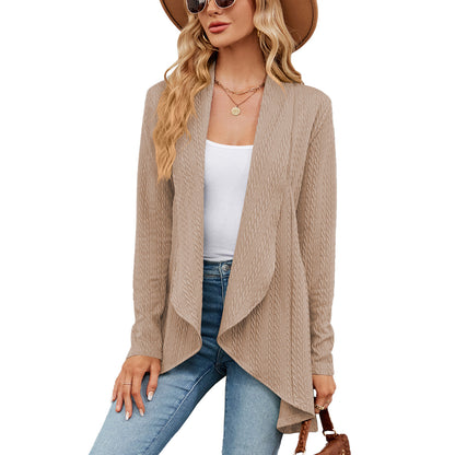 Autumn And Winter New Long Sleeved Solid Color Loose Cardigan Top Women'S Knitted Coat