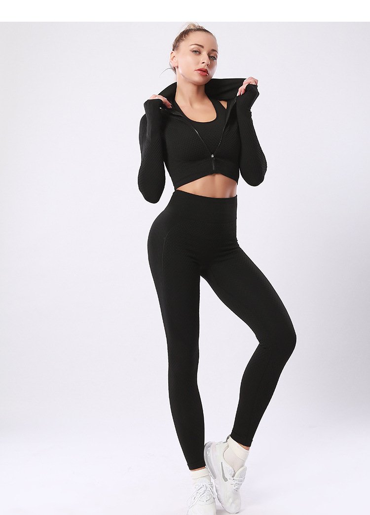Sports Yoga Suit Running Fitness Nylon Quick Drying Long Sleeved Trousers Set Women