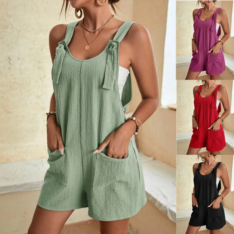 Women'S Clothing Summer Casual Fashion Suspender Shorts Jumpsuit