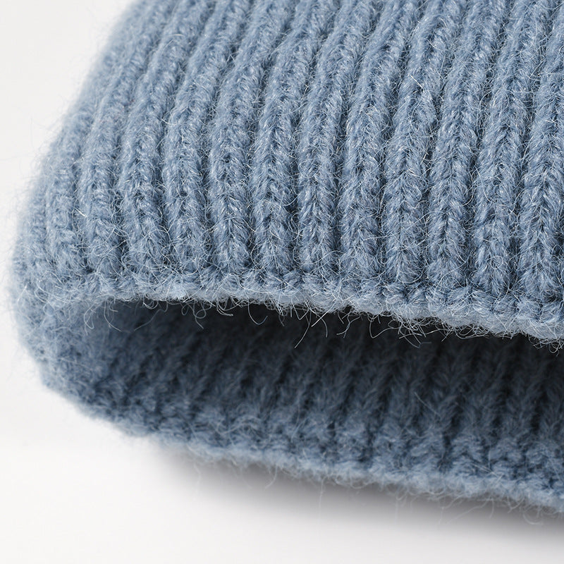 Splicing Color Block Padded Knit Pom Beanie