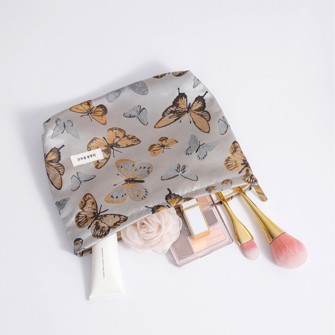 Vintage Butterfly Jacquard Portable Makeup Bag