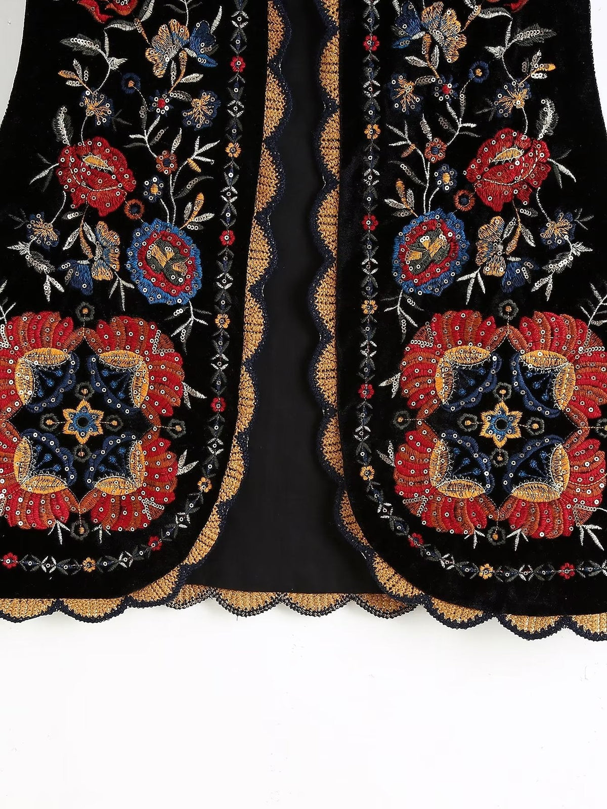 Vintage Flower EmbroideriesÂ Open Front Vest