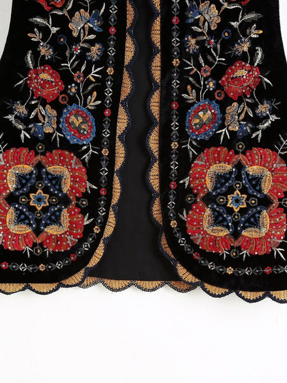 Vintage Flower EmbroideriesÂ Open Front Vest