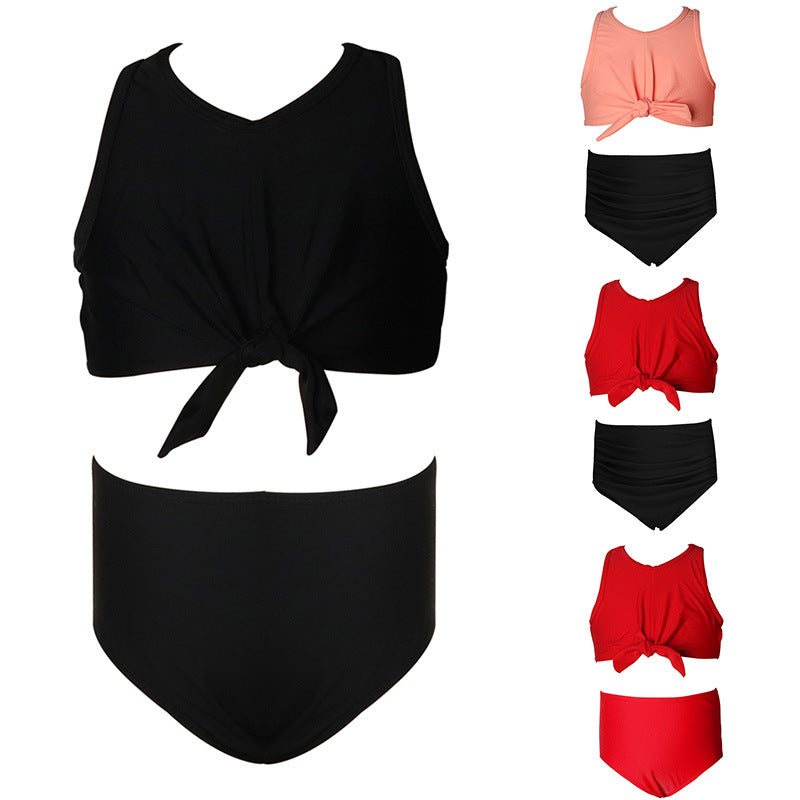 New Girls' Two-Piece Swimsuit With Floral Print For Swimming