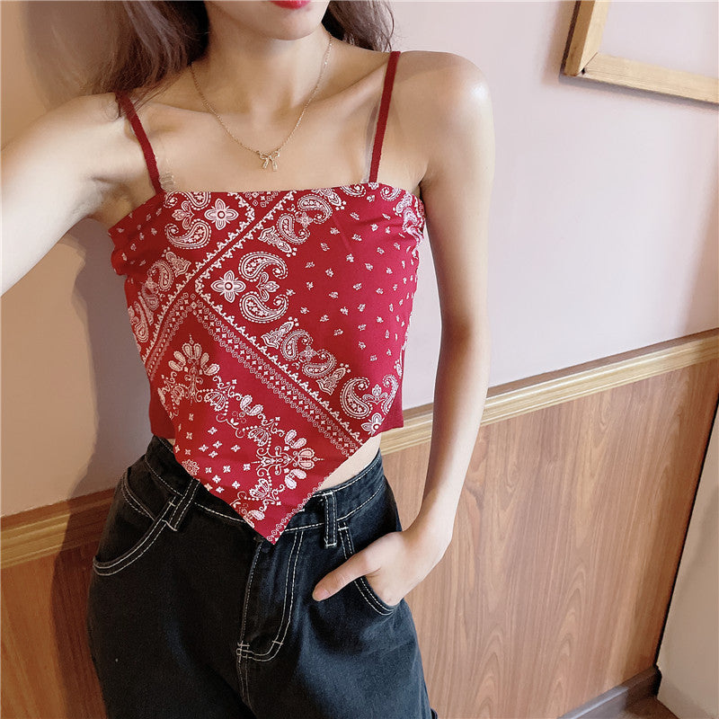 Cashew Flower Irregular Camisole Female Wearing Beauty Back Bottom Inside With Chest Pad Top Underwear Woman