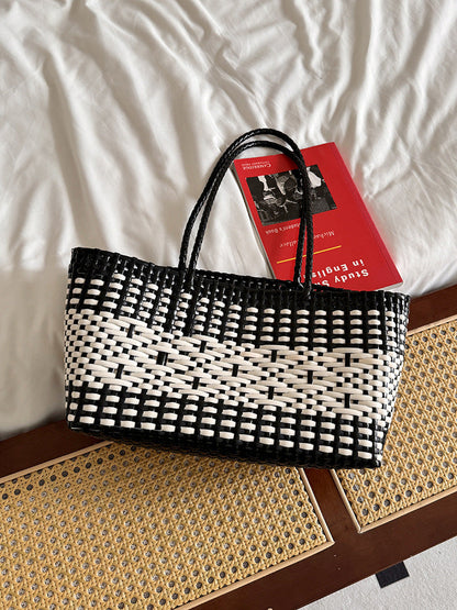 Woven Tote Beach Bag Casual PVC Shoulder Bag