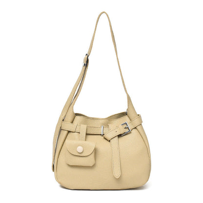Trendy Shoulder Bag with Litchi Texture and Decorative Strap