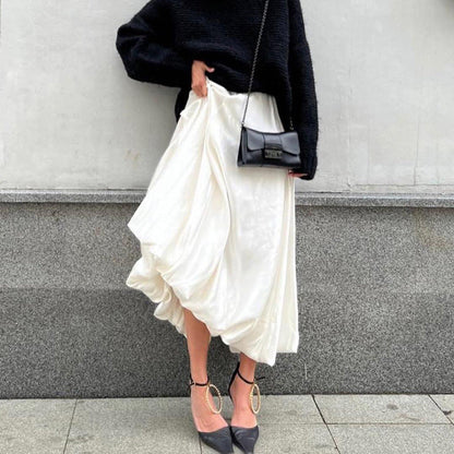 Balloon Skirt Stylish Casual Solid High-Waisted Fluffy Skirt