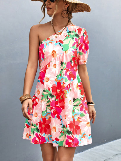 Fashion Summer Dress Women'S Slanted Shoulder Doll Dress