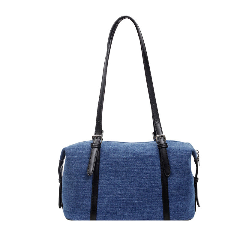 Stylish Denim Boston Bag Soft Casual Shoulder Tote