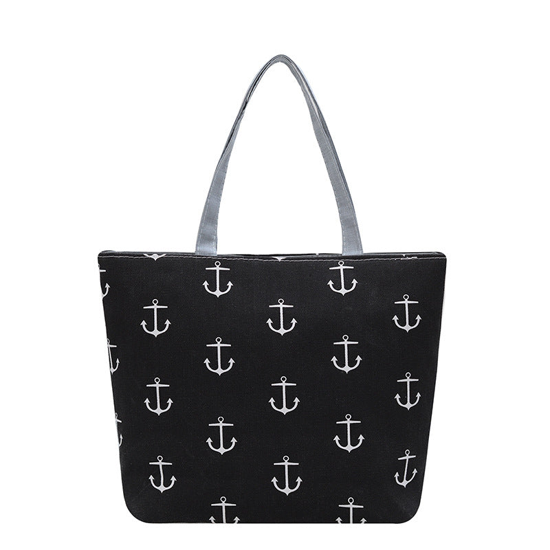Floral Canvas Tote Bag Stylish Large Capacity Shopping Bag
