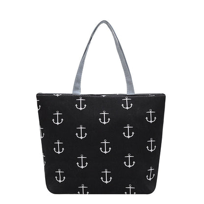Floral Canvas Tote Bag Stylish Large Capacity Shopping Bag