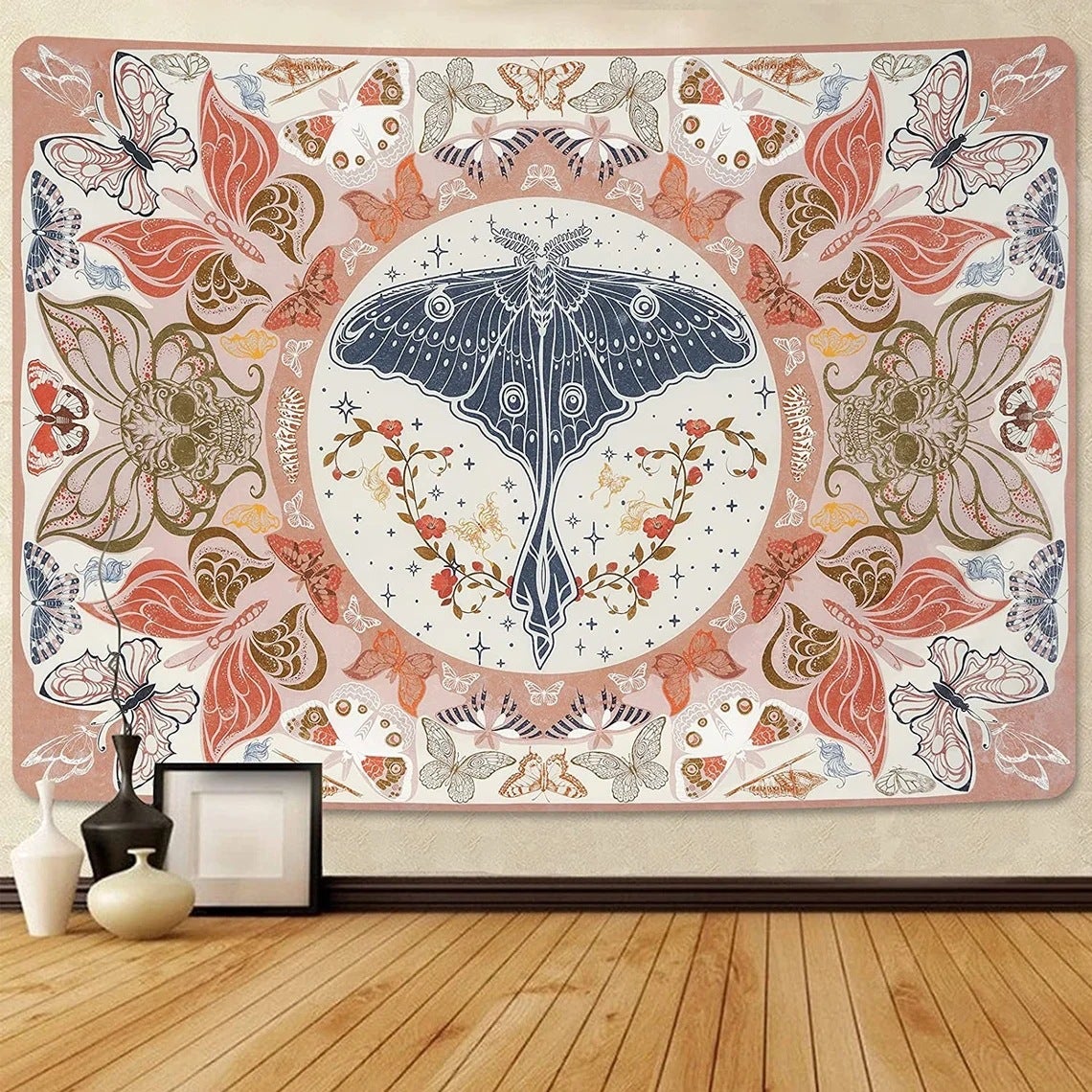 Bohemian Retro Butterfly Tapestry Insect Flower Tapestry Beautiful Hanging Cloth Skeleton Tapestry Stumbling Butterfly Tapestry