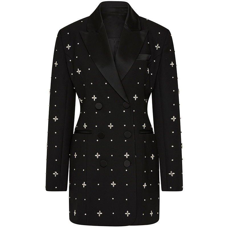 Beaded Blazer Dress Elegant Street Style
