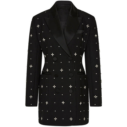 Beaded Blazer Dress Elegant Street Style