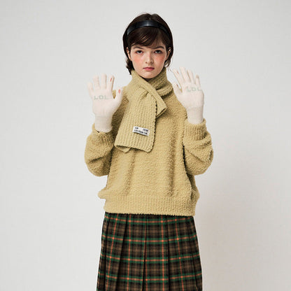 Letter Jacquard Color Block Knit Gloves