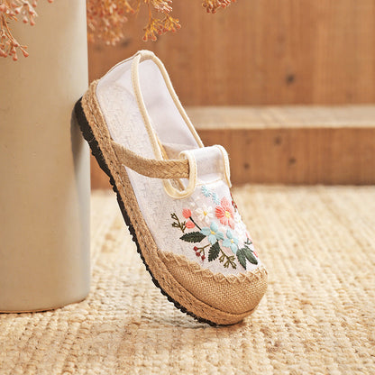 Summer New Thin Mesh Embroidered Shoes Breathable Shoes Old Cloth Shoes Women'S Shoes Flat Shoes