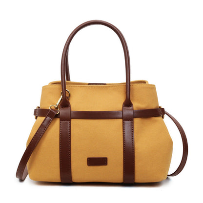 Women's Color Block Canvas Tote Bag Stylish Commuter Bag