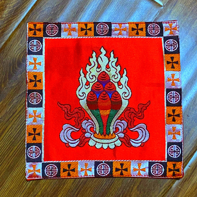 Tibetan Style Cloth Mat Embroidered With Eight Auspicious Crosses, Diamond Pestle, Bell Pestle, Tablecloth
