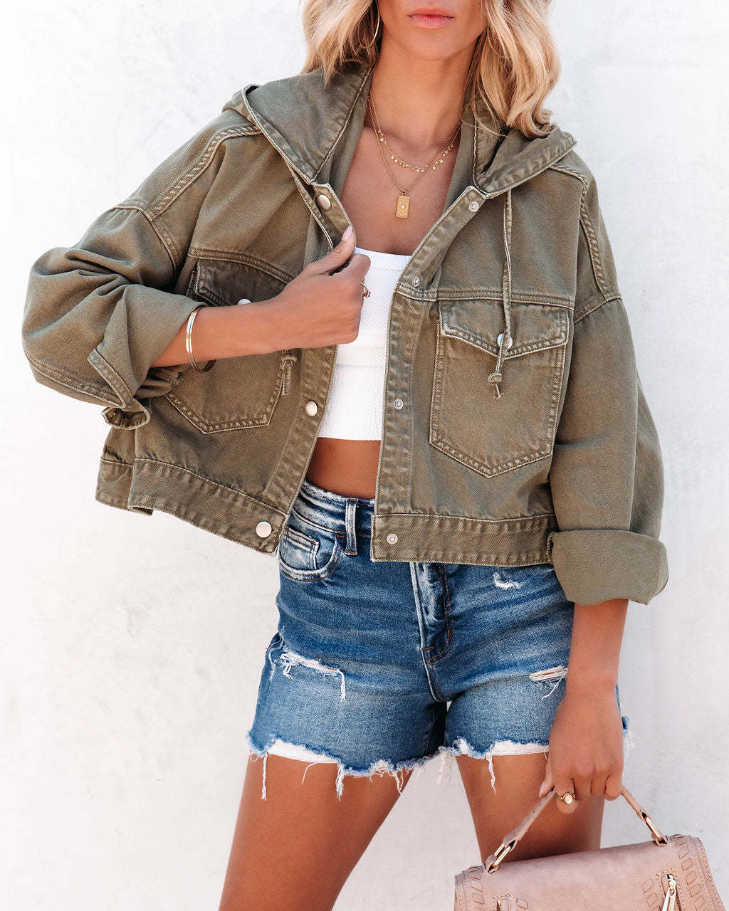 Trendy Casual Hoodie Denim Jacket for Women