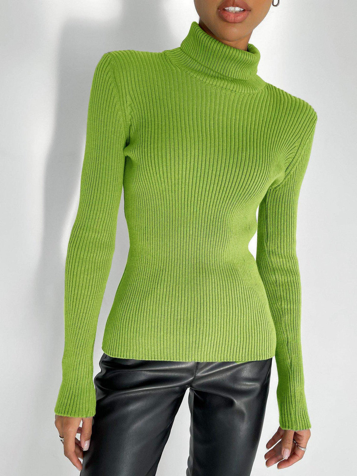 Long Turtleneck Knitted Sweater for Plus Size Women
