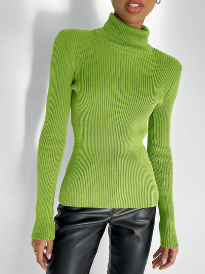 Long Turtleneck Knitted Sweater for Plus Size Women