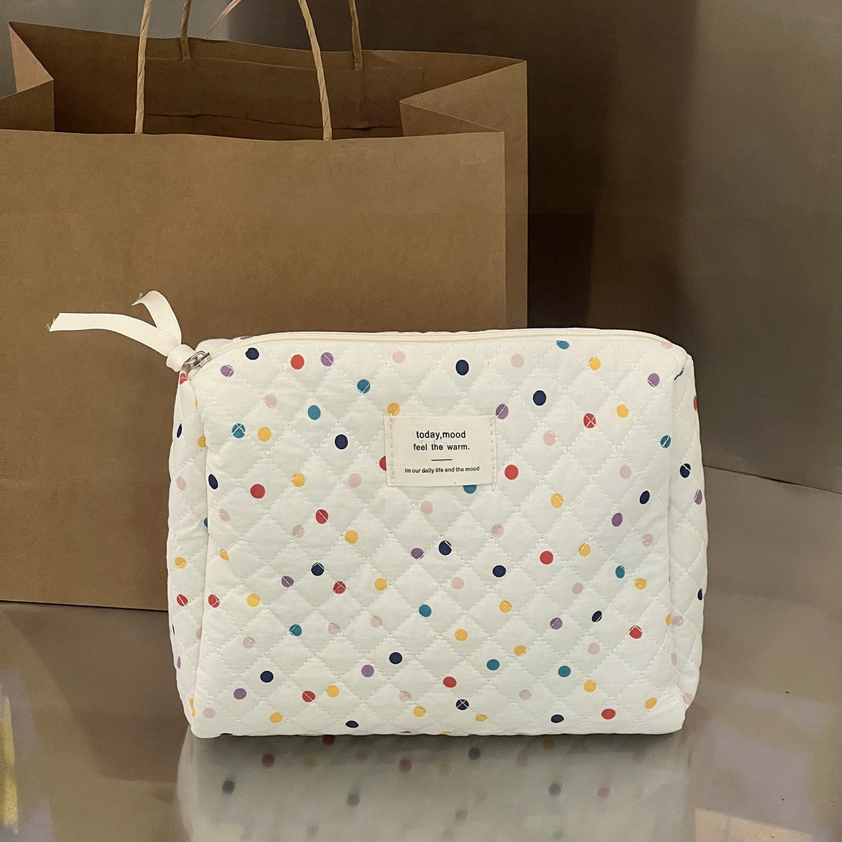 Colorful Polka Dot Makeup Bag Large Capacity Travel Clutch