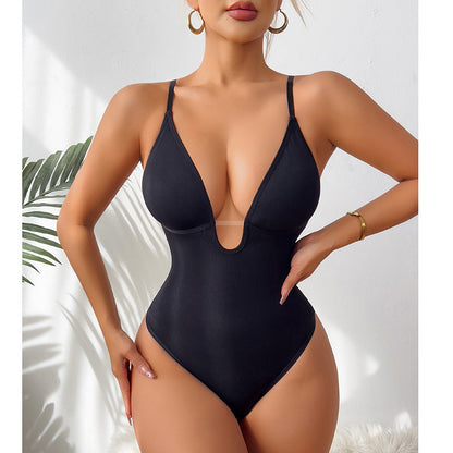 Deep V Neck Slim Fit Sexy Bodysuit For Women