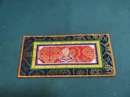 Tibetan Style Cloth Mat Embroidered With Eight Auspicious Crosses, Diamond Pestle, Bell Pestle, Tablecloth