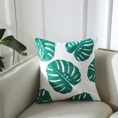 Towel Embroidered Cushion Cover Pillow Cover 45X45 Cotton Canvas Backrest Sofa Fresh Nordic Fashion