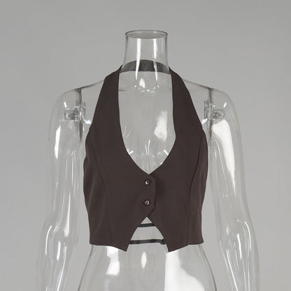 Backless V-Neck Crop Tank Top Sexy Summer Style