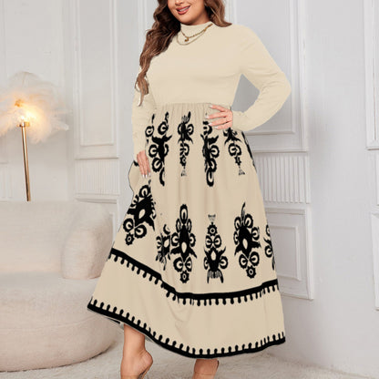 High-Waisted Floral Maxi Dress Polyester Elegant Casual Dress
