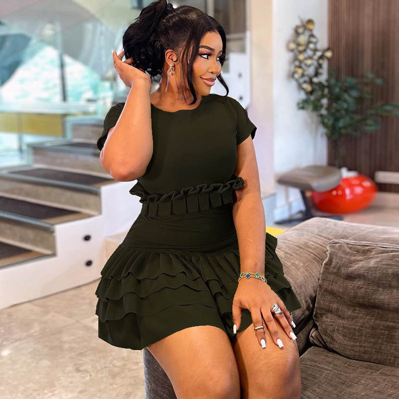 Chic Solid Color Pleated Dress For Women