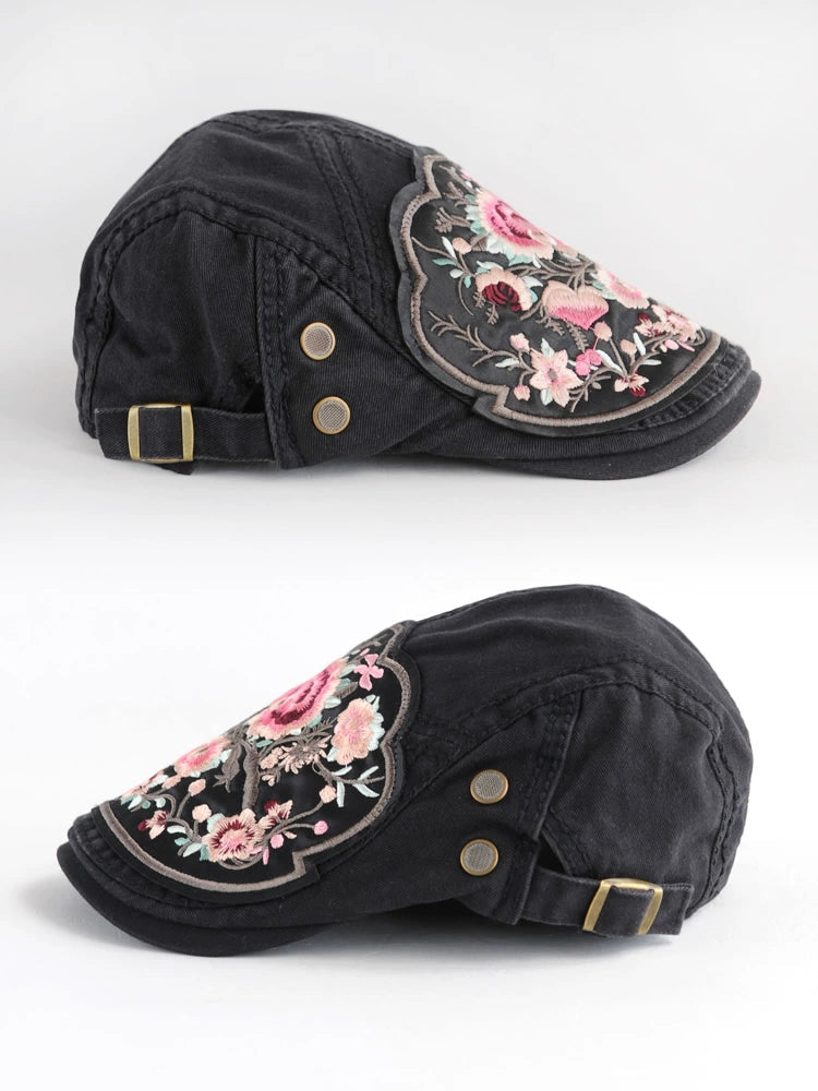 New Embroidered National Style Hat Women'S Spring Summer And Autumn Breathable Cap Fashion Versatile Beret Women'S Forward Hat Women'S Hat