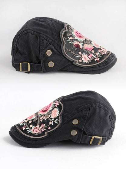 New Embroidered National Style Hat Women'S Spring Summer And Autumn Breathable Cap Fashion Versatile Beret Women'S Forward Hat Women'S Hat