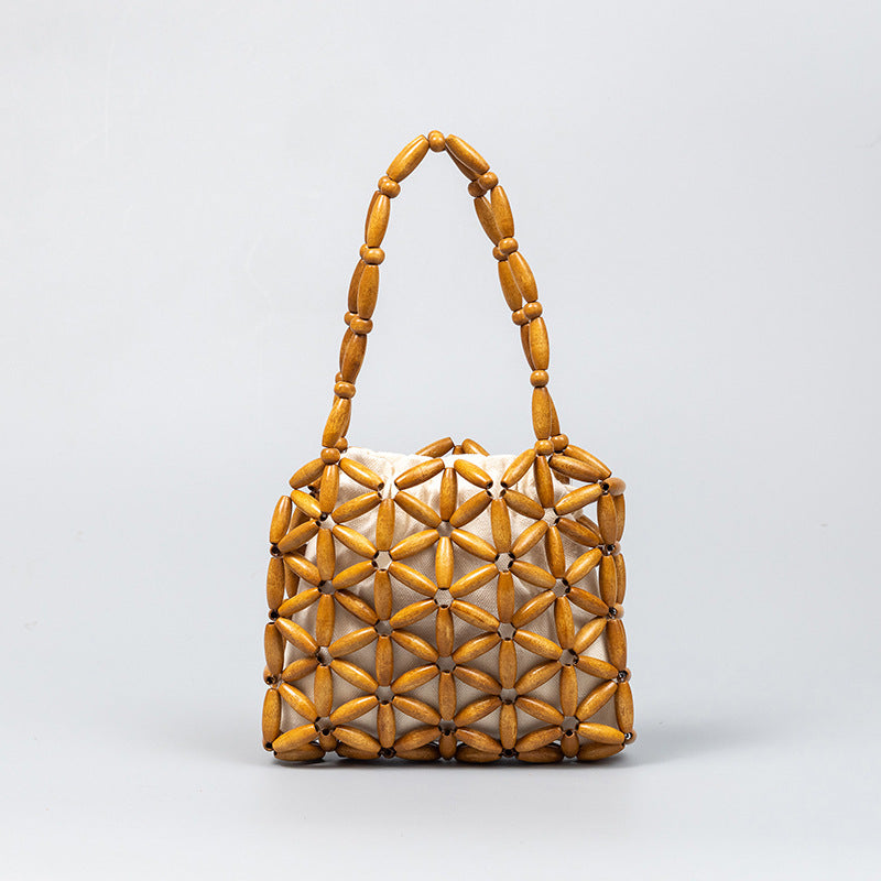 Wooden Bead Woven Handbags