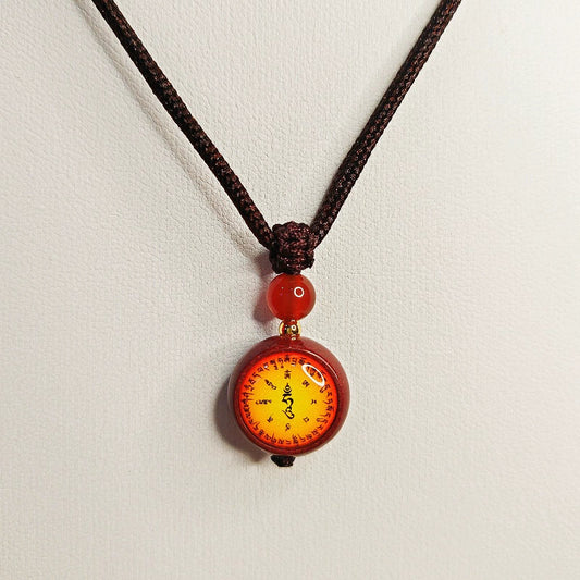 High-Content Purple Gold Sand Cinnabar Manjushri Bodhisattva Double-Sided Thangka Pendant Necklace