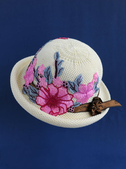 New Ethnic Style Embroidery Spring Knitted Fisherman Hat Sunscreen Sunshade Hat Women'S Summer Top Hat Tide Versatile Pot Hat